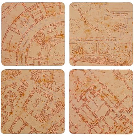 Harry Potter: Marauder's Map Wärmewechsel-Untersetzer (4 Stück) – offiziell lizenzierte Premium-Getränkeuntersetzer zum Sammeln
