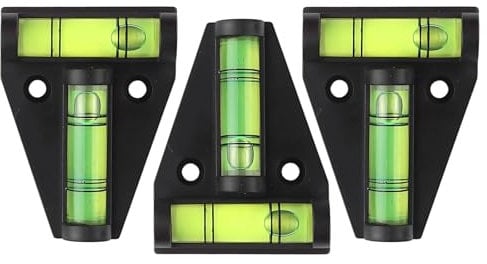 3 Mini Spirit Levels, Small Bubble Level Tool for Caravan, Campervan, Furniture, and Camera Tripods, Black