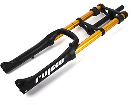 Bici elettriche da 20 pollici con forcella ammortizzata, pneumatici 4.0, forcella per bici fat, forcella ad aria a doppia spalla, escursione 110 mm, rimbalzo regolabile, forcella anteriore dritta da