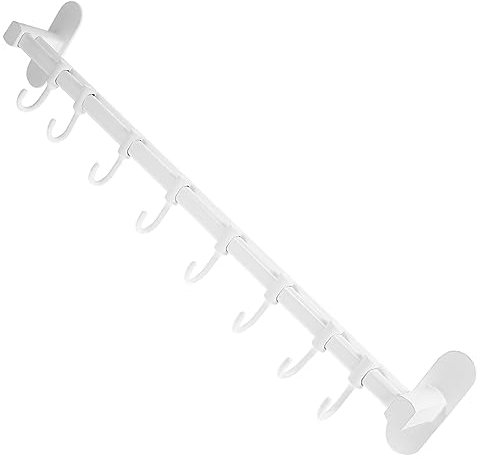 VALICLUD Double Pole Movable Kitchenware Hanging Rack Hook Space Saving Wall Utensil Holder for Pots Pans and Cooking Tools Kitchen Rail Organizer