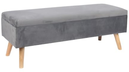 Relaxdays velvet bench, storage, HxWxD: 40 x 110 x 40 cm, wooden legs, upholstered trunk bench for bedroom, dark grey
