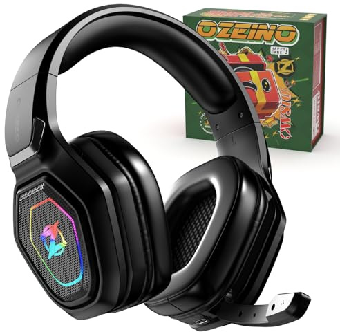 Ozeino Wireless Gaming Headset Holiday Edition, 2.4GHz Lossless Audio, 40Hr Battery for PC, PS5, PS4, Switch (Includes Festive Gift Box)