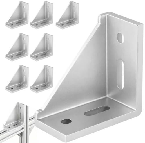 DTLLCZP 8 Stücke Aluminium Winkelverbinder 40x80 Aluwinkel Befestigungsmaterial, 90 Grad Eckverbinder für Aluprofil, stabile Aluprofil Verbinder für Strebenprofil und DIY-Projekte