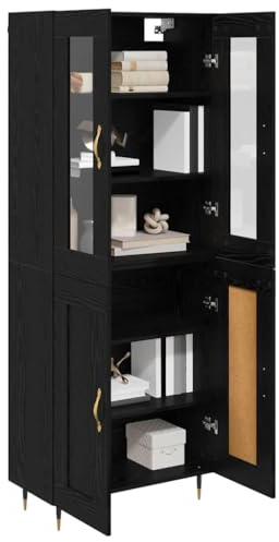 vidaXL Highboard 2 STK. Schwarz Eichen-Optik 69,5 x 34 x 180 cm
