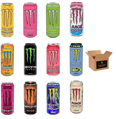 Energy Drink Flavours | Juiced, Zero Sugar, Ultra, Monarch, Fiesta Mango, Strawberry Dreams, VR46, Punch | High Caffeine Sports Energy Drink (Mixed Assorted Cans - 500ml x 12Pack)