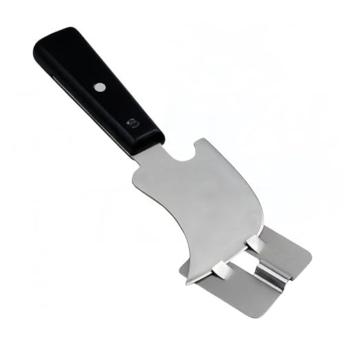 Couteau quart de lune, couteau à mastic au plomb, coupe-colle en acier inoxydable, manche en bois – Outil de sol (ensemble en bois noir)