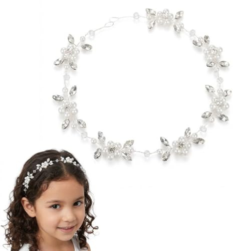 KAHZOR 1 Stück Haarschmuck Kommunion Mädchen, Mädchen Haarschmuck, Blumenkranz Haare, Kinder Taufe Deko, Kommunion Haarschmuck für Mädchen