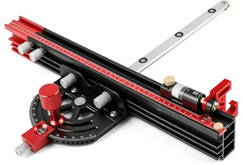 Guide d’onglet pour scie sur table, réglable de -60° à +60°, avec micro-ajustement & butée rapide, butée télescopique extensible jusqu’à 89 cm, compatible rainure en T 3/8 x 3/4 pour scie sur table