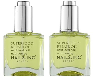 Nails.INC Superfood Repair Oil Next Level Nail Nutrition Treatment Duo, Vitamin E Infused, Nourishing Oils Hydrate, Moisturizing to Promote Cuticle Health, Cruelty Free, Vegan, 28 ML Each, 2 Pack