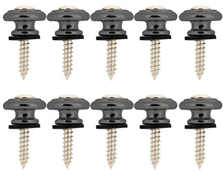 Tbest Gurtpins Gitarre, 10 Stück Pilzkopf Aus Metall,Schloss,Schrauben,Ersatz Für Gitarrengurt,Klassische Akustikgitarre,E-Bass,Ukulele,Befestigung Von Gitarrengurt,Knöpfe (Schwarz)