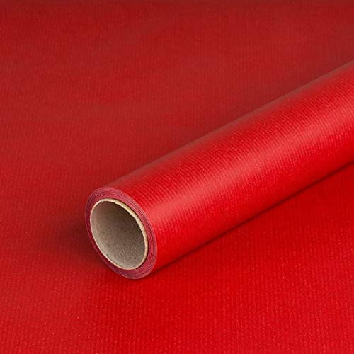 Ownsun Geschenkpapier Rot, gerippt, 0,80 x 10 m, 1 stück (1er Pack), Warme Farbgebung mit gerippter Textur, für Geburtstag, Jahrestag, Weihnachten, Hochzeit