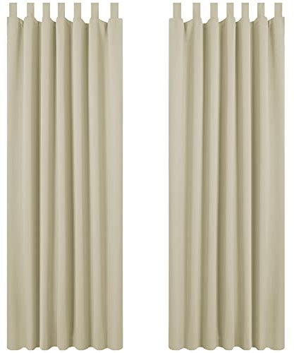 Deconovo Blickdichte Gardinen mit Schlaufen Thermogardinen Dicke Thermogardine Kälteschutz warm Hitzeschutz, 260x140 cm(HöhexBreite), Beige, 2er Set