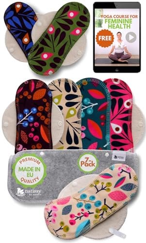 Öko Slipeinlagen waschbar aus Bio Baumwolle (Größe S, 7er-Pack); kleine, dünne Slipeinlagen Damen & Mädchen MADE IN EU; waschbar bei hoher T°; 100% atmungsaktiv (kein PUL/TPU) für täglichen Ausfluss