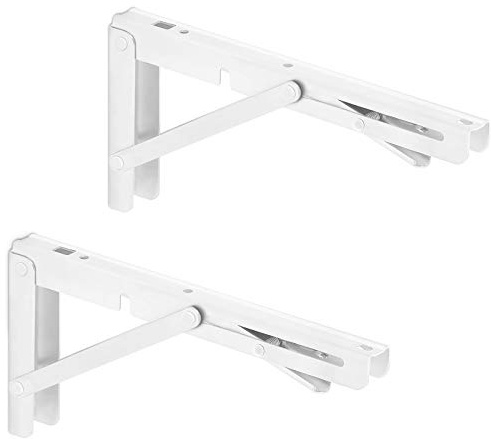 SOTECH 1 Paire Équerre d'étagère Support d'étagère Pliable Charge Lourde | Blanc 250 x 120 mm Capacité de charge jusqu’à 150 kg Support de tablette pour Montage mural