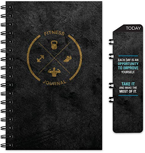 Global Printed Products Workout Fitness Journal Ernährungsplaner: Clip-in Lesezeichen, stabile Bindung, dicke Seiten & laminierte Schutzhülle (Schwarz & Gold)
