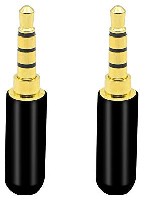 PNGKNYOCN 3,5 mm Audio-Lötstecker 3,5 mm 4-polig vergoldet, DIY-Audiokabel, Ersatz-Terminal-Stecker, unterstützt Mikrofon für Reparatur und Ersetzen von DIY-Stereo-Kopfhörern (2-Pack)