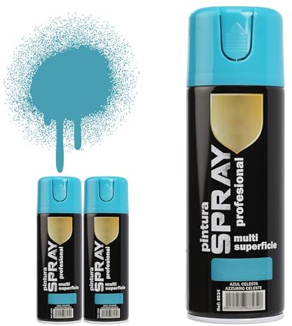 H HANSEL HOME Pintura Spray Azul Celeste 400 Ml - Pack de 3 Unidades