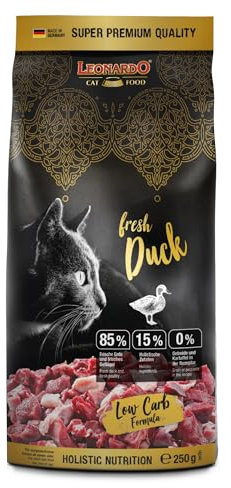 LEONARDO Fresh Duck & Poultry [250g] Katzenfutter | Trockenfutter mit 85% Frischfleisch für Katzen | Alleinfuttermittel für ausgewachsene Katzen Aller Rassen ab 1 Jahr