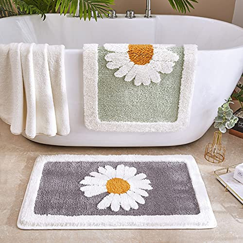 ChicMojo Bath Mat, Non Slip Bathroom Mat with Ultra Soft Microfibers, Shower Rug with Strong Water Absorbent, Antibacterial Rubber Back, Quick-drying, Machine Washable (Light Green, 45 x 65 cm)