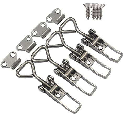 DGOL 4 packs 304 Stainless Steel Toggle Latch Clamps Loading Limit 260 lbs Fast Lock Hasp with 18 pcs 304 Stainless Steel Install Screws