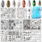 JEEWHEET 12pcs Nail Stamping Templates Plate 1 Scraper 1 Silicone Mail Stamper 1 Transparent Laser Storage Bag, Stamping Plates for Nail Art, Summer Rose Flower Animal Mandala Mermaid Christmas