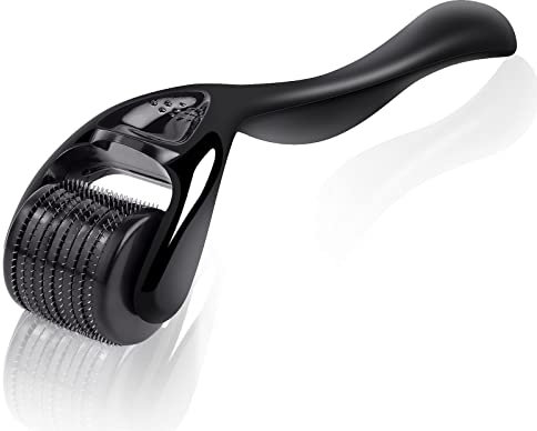 URAQT Dermaroller, Bartroller, Microneedling Roller für Gesicht und Körper, Nadelroller Bart Roller für Bartwachstum, Gesichtshautpflege, Anti-Aging, Anti-Falten, Narbenentfernung (Schwarz 2.5 mm)