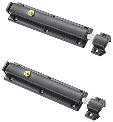 Naisfei 2 Pièces Verrou Porte Interieure, Serrure de Porte de Salle de Bain avec Bouton à Ressort, Noir Serrure de Porte Automatique 6Pouces,pour Sécuriser Porte de Chambres, Placards