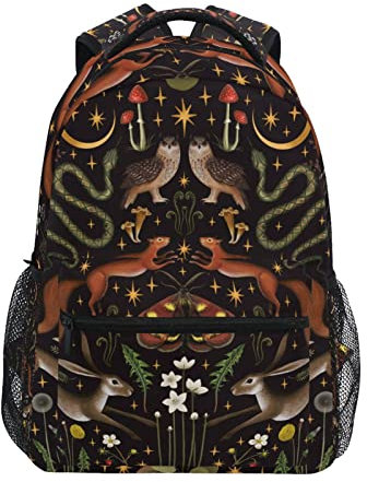JUNZAN Squirrel Owl and Mushrooms Laptop Backpack 16 Inch School Travel Bags Bookbag for Kids Boys Business, Squirrel Owl and Mushrooms, S, Modern