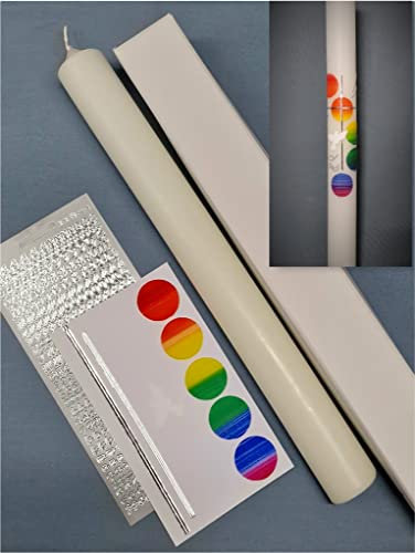 Silkes-Kerzenladen komplettes BASTEL-SET für Kommunionkerzen und Taufkerzen + Kerze in 40 x 4 cm + Aufbewahrungskarton ! MS 01 / K1