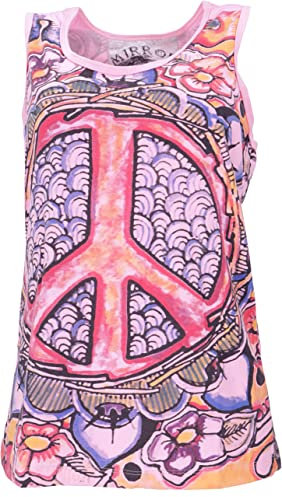 GURU SHOP Mirror Tank Top, Yoga-Top - Peace/pink, Damen, Baumwolle, Size:M