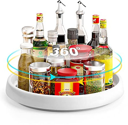 Organizador de Armario Giratorio, 360° Soporte Giratorio para Condimentos, Especiero Rotación Plástico Multifunción, Plato Giratorio para Especias para Cocina Refrigerador