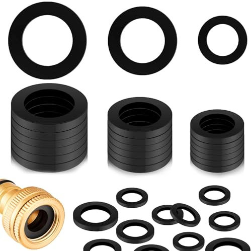Dichtung set,60 Stück Flachdichtung Gummi Set, Gummi Unterlegscheiben 10/12/16/20mm Sanitär Gummidichtung rund für Wasserhahn Reparatur Bad Küchengeräte (schwarz)