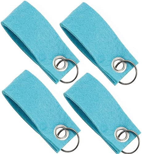 Libetui Set 4 Stück Schlüsselanhänger Filz Türkis Schlüsselring mit Anhänger aus Filz Schlüsselband Filzanhänger beschriftbar strapazierfähig, Farbe Hellblau/Türkis