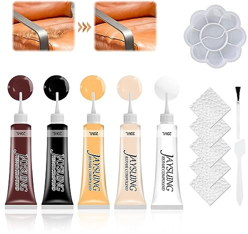 DABUG Leder Reparatur Gel,Lederreparatur Creme,Leder Repair und Bürste Set, Leder Reparatursätze, für Sofa, Autositz, Schuhe,5 Farben