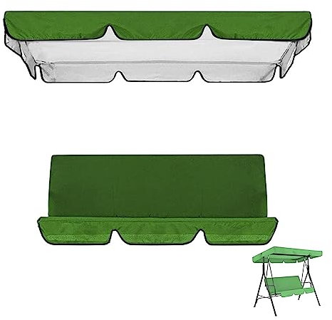 DXDRT Dachbezug + Sitzbezug für Hollywoodschaukel 3 Sitzer - UV-Schutz und Wasserdichtes Gartenschaukel Ersatzdach - Ersatz-Schaukelsitzbezugfür Gartenstuhl,Grün,164X114CM/64.5X45IN