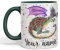 Personalised with Your Text Mythical Dragon Lizard Reptile Watercolour Art Coloured Ceramic Mug Cup Gift 330ml 11oz Custom Work Office Tea Coffee (D Green)