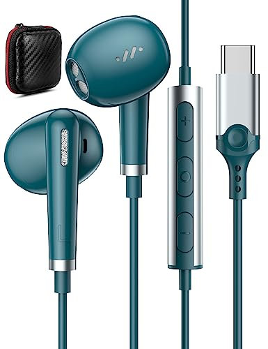 Auriculares USB C Con Micrófono HiFi Estéreo In-Ear Para Samsung Galaxy A35 A55 A34 A54 A53 A33 A24 S23 Ultra S22 S21 FE, Pixel 8 7a Pro, OnePlus 12 - Tipo C Con Cable