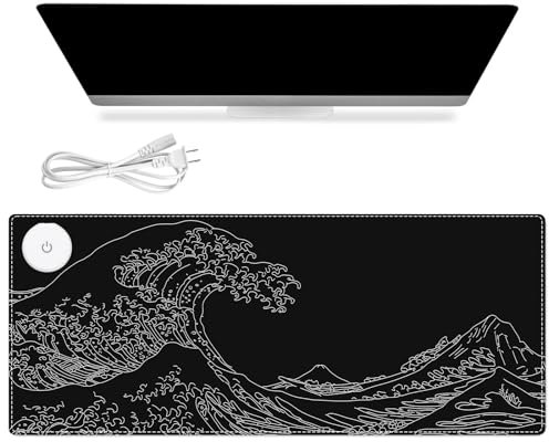 iCasso Tapis de souris chauffant, chauffant, tapis de bureau, chauffant, tapis de bureau, 3 niveaux de chauffage, pour clavier d'ordinateur, 80 x 33 cm,