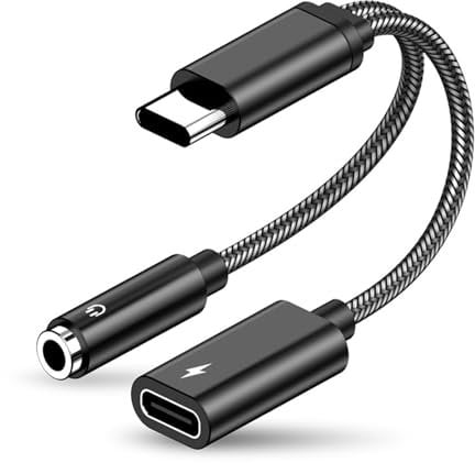 SHUBEIEUMI Adaptateur Casque USB C vers Jack 3.5mm, 2 en 1 Type C Audio Charge Adaptateur Câble, Adaptateur Câble Audio Écouteur Tressé Type C pour Samsung Galaxy S23/S22/S21, Huawei P40
