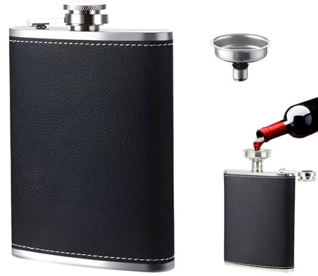 Hip Flask,1Pcs Flask Alcohol,Portable Stainless Hip Flasks for Men Personalised,Hip Flasks for Men, Hip Flasks for Women Whiskey, Rum, Vodka, Fit for Hiking and Party(Black)