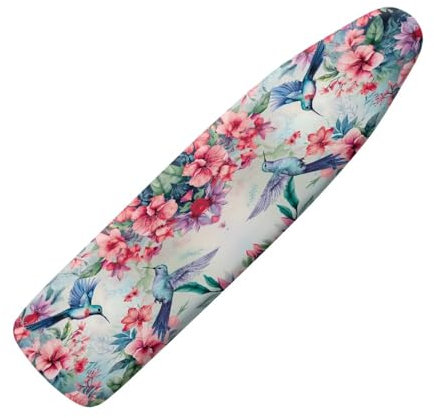 KUIFORTI Hummingbird Flower Ironing Board Cover and Pad Extra Wide with Elastic Edges Thick Padding Ironing Board Protector Dust Cover Heavy Duty Tablecloths Iron Board Cover Accessories