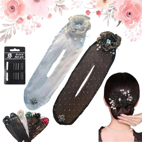 Ball Hair Clip, Flower Hair Bun Roller, Ball Hair Clip Bun Roller, Flower Hair Clip, Lazy Hair Curler Deft Bun, Magic Twist Clip Hair Accessories, Easy Fast Snap Roll Hair Tool (2pcs-C)