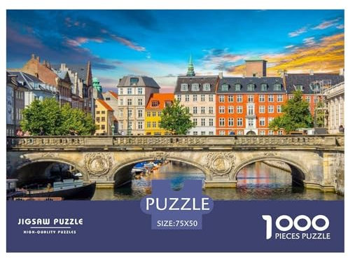 Creative Copenhagen Gift Holzpuzzle mit 1000 Teilen für Erwachsene, rechteckiges Puzzle, Gehirnübungs-Herausforderungsspiel, 1000 Teile (75 x 50 cm)