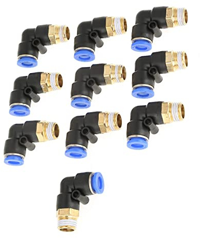 Yusat Raccords pneumatiques de 8 mm 9 × 7 × 4 10 pièces coudés pneumatiques raccords rapides adaptateurs 8 mm de diamètre filetage g1 4 ensemble 1 4 raccords de compression 8 mm Push Connect