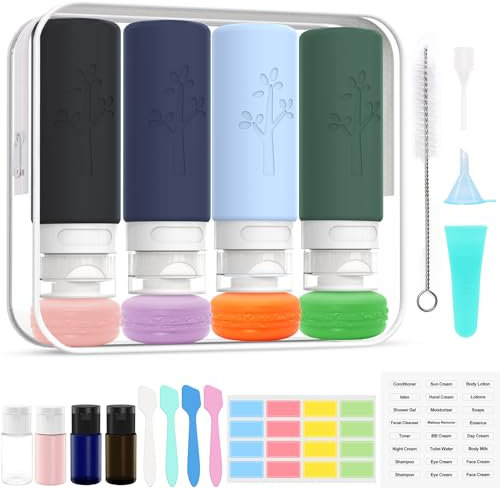 KTQEPR 23 Pack Travel Bottles Set for Toiletries, 3.4 oz Silicone Travel Bottles Essentials, 100 ml Leak Proof Squeezable Travel Containers Accessories for Shampoo Conditioner Lotion