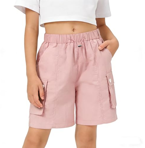 Rolanko Mädchen Sports Kurze Hose Kinder Sommer Midi Länge Cargo Fallschirm Shorts für Teen Laufen Gymnastik