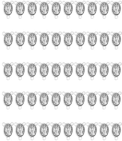 Diyalo Rosenkranzverbinder Heilige Ave Maria/Miraculous Medal/Our Lady of Aparecida/Saint Bernadette of Lourdes Rosenkranz Chaplet Connector DIY Schmuckherstellung Teile in Großpackung (K-50 Stück)