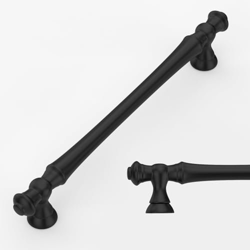 Amerdeco 6 Pack Matte Black Cabinet Pulls 160mm Hole Center Cabinet Hardware Kitchen Cabinet Handles for Bathroom Drawer Pulls Dresser Pulls AM022
