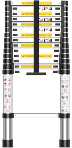 Teleskopleiter Aluminium,Ausziehleiter,Ausziehbar Stehleiter,Mehrzweckleiter,Rutschfester,Klappleiter,Multifunktionsleiter für Dachboden/Kletterdach/Büronutzung/Baujob,Belastbar 150 KG,4.4M