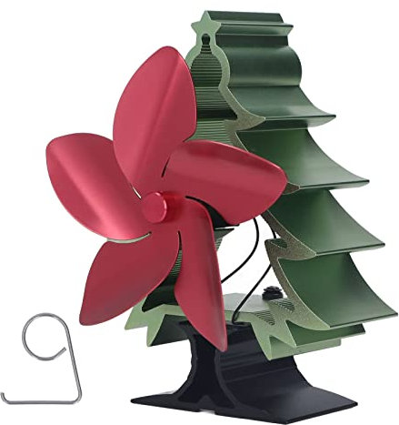 Kuuleyn 5 Blade Wood Burning Stove Fireplace Fan,Stove Fan for Buddy Heater,Wood Stove Fan,Adjustable Speed Thermoelectric Fireplace Fan Christmas Tree Style